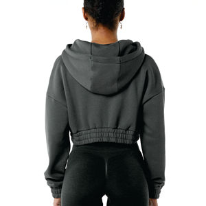 OEM Heavyweight Oversized Fleece Drop Shoulder Blank recortada sudaderas con capucha mujeres sudadera - Product Image 4