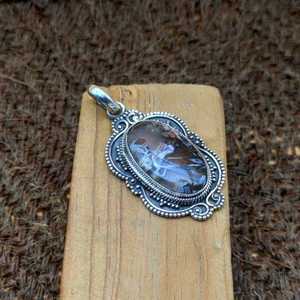 Collar de Plata de Ley 925 hecho a mano, colgante de piedras preciosas de ágata de palo Natural, joyería de moda, sello 925 para regalos de fiesta para niños - Product Image 3