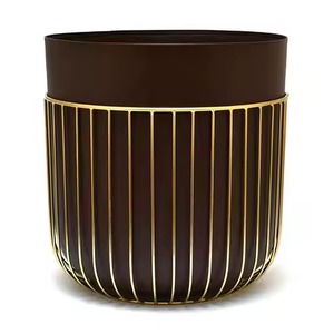 Maceta de Metal con acabado dorado para balcón, boda y sala de estar, elegante maceta decorativa para hogar de lujo - Product Image 3