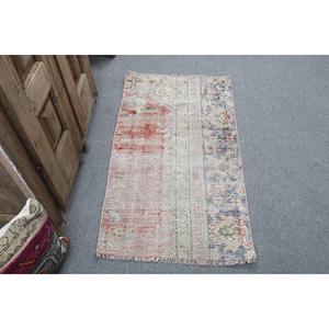 2x3,5 ft Vintage Türkischer Teppich, Kleiner Teppich, Roter Ombré-Teppich - Product Image 1