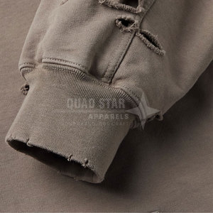 เสื้อฮู้ดดี้ผู้ชายดีไซน์ล่าสุด สไตล์สตรีท ผลิตในปากีสถาน ขายส่ง เสื้อฮู้ดดี้แบบดิสเทรส ระบายอากาศได้ดี - Product Image 4