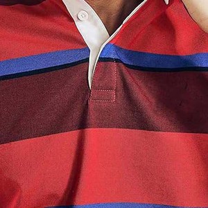 Rugby de los hombres de la mejor calidad para Polos Jersey transpirable de manga larga con cuello de rayas blancas Patrón de estampado de colores negros y grises - Product Image 6