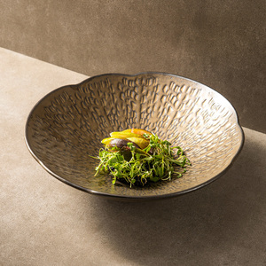 Platos populares de <span class=keywords><strong>Aliexpress</strong></span> para Ramen, evento de Hotel, diseño de manchas doradas, <span class=keywords><strong>vajilla</strong></span> apilable de cerámica, sombrero de bambú, cuenco de <span class=keywords><strong>vajilla</strong></span> - Product Image 1