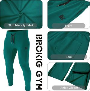 Pantalon de jogging à fermeture éclair confortable pour hommes Pantalon de survêtement léger en toile pour entraînement de gymnastique Pantalon de survêtement à poches droites Style décontracté foncé - Product Image 6