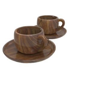 Juego de servir de madera marrón ecológico exclusivo y hecho a mano para té verde incluye plato de taza, tazas de leche de jugo de café de bajo costo - Product Image 3