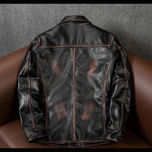 100% veste en cuir de vachette de haute qualité nouvelle veste en cuir de tissu de saison d'hiver à séchage rapide élégante pour homme - Product Image 2