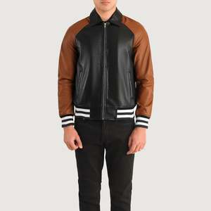 Walton High Quality Vintage Varsity <b>Jacket</b> Black Brown <b>Sheepskin</b> Wool Leather Size XS Casual Water-Proof Embroidered Autumn - Product Image 4