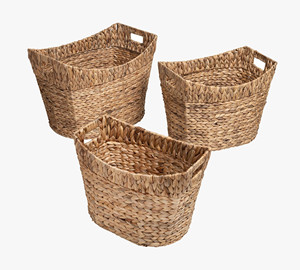 OEM Lot de 3 paniers de rangement en jacinthe d'eau naturelle Paniers de rangement en jonc de mer Vente en gros-une collection en jonc de mer en jacinthe naturelle - Product Image 1