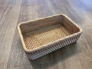 Bandejas de mimbre natural tejidas a mano Bandeja decorativa para servir Organizador de cesta de mimbre rústico - Product Image 2