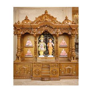 Gujarati Swaminarayan Style Teak <b>Wood</b> Home Mandir Premium Ashtalakshmi Puja Temple <b>Waterproof</b> USA Chicago - Product Image 1