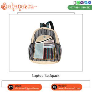 Fournisseur népalais vendant des sacs à dos pour ordinateur portable en coton/chanvre sur mesure avec fermeture à glissière, style japonais, unisexe, faits à la main à bas prix - Product Image 6