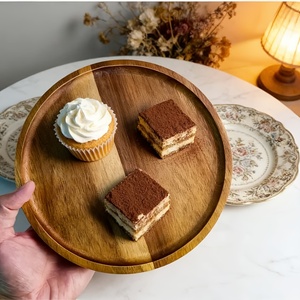 Plateaux ronds <span class=keywords><strong>en</strong></span> <span class=keywords><strong>bois</strong></span>, adaptés aux gâteaux, au café, aux tasses à thé, plateau <span class=keywords><strong>de</strong></span> service <span class=keywords><strong>en</strong></span> <span class=keywords><strong>bois</strong></span> naturel pour les apéritifs, le pain, les fruits - Product Image 5
