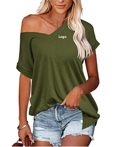 Women's Off the Shoulder Tops Summer Sexy Loose Fit Short Sleeve Shirts Casual Oversized Plain <b>Tunic</b> Blouse From Bangladesh - Product Image 3