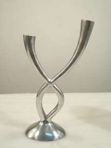 Set of 3 Silver Metal <b>Taper</b> <b>Candle</b> Candlestick Holders - Product Image 2
