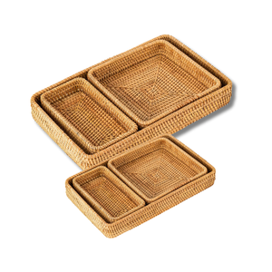 Cesta de almacenamiento de bambú tejida a mano artesanal, bandeja de ratán, cesta de almacenamiento de frutas, artesanía vietnamita para hogares rústicos y modernos - Product Image 1