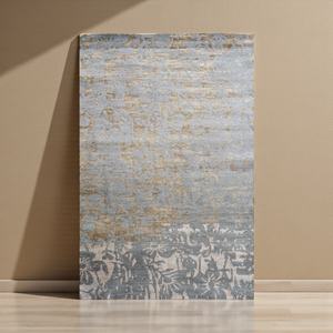 Alfombra de Lana Anudada a Mano de Primera Calidad |   Patrón Geométrico |   Alfombra Moderna Azul Beige |   Alfombra Antideslizante Ecológica de Pelo Medio - Product Image 6