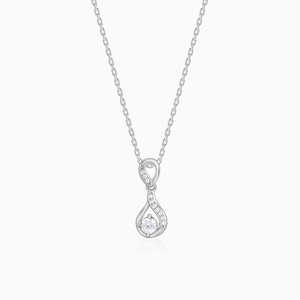 Trendy <b>Silver</b> Zircon Twist <b>Necklace</b> with Geometric Link Chain Featuring Diamond <b>Pearl</b> for Party or Gift Made of Zinc Alloy - Product Image 4