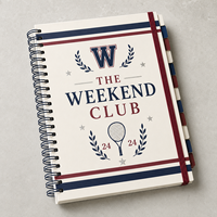 LABON Agenda spirale A5 personnalisé, style club de week-end et tennis, à double spirale, avec onglets mensuels étoilés, calendrier non daté, objectifs et bande élastique