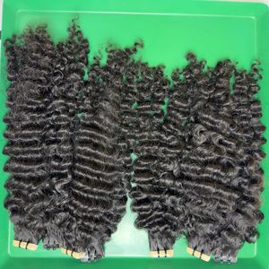 Qhair มัดผมมนุษย์แบบ100% ผมดิบติดหนังกำพร้าแบบเต็มเทปม้วนแบบชาวพม่าสีดำใหม่มัดผมลอนแบบสองชั้น - Product Image 2