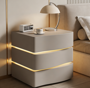 Mesa de Noche Moderna con 3 Cajones y Tira de Luz LED, Mueble de Dormitorio con Gran Capacidad de Almacenamiento, Envío Rápido - Product Image 3