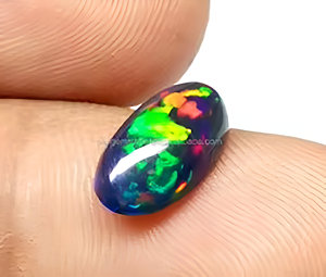 โอปอลดำเอธิโอเปียแท้ รูปทรงรี แบบคาโบชอง หลากสี ประกายวิบวับ - Product Image 5