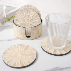 Luxury Bohemian Shell Coaster Handmade Eco-Friendly Vietnam Mother Pearl Inlay Stylish Dining <b>Drinkware</b> Protection Best Price - Product Image 5