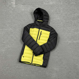 Veste matelassée pour homme en deux tons, tissu 100% polyester, rembourrage en coton, motif uni, style fermeture éclair, capuche, veste à bulles - Product Image 2