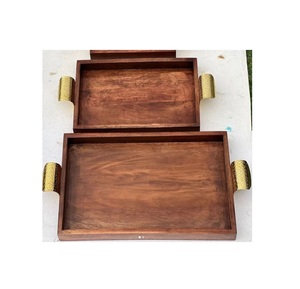 Bandeja de servicio de madera de diseño maravilloso, bandeja cuadrada de madera de alta calidad para accesorios de Hotel, bandeja para servir té y café - Product Image 5