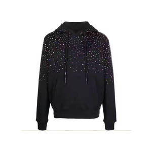 Vente en gros sur mesure 100% coton 400 g/m² coton lavé pull sur toute la surface brodé strass thermique fermeture éclair complète - Product Image 1