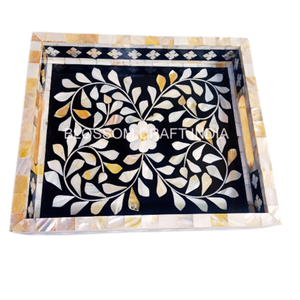 Ensemble de brûleur d'encens en bois de qualité supérieure avec plateau en incrustation d'os et de nacre prêt à être expédié à usage domestique plateaux de service à bas prix - Product Image 4