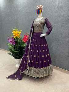 Festival-vestido de trabajo con bordado pesado, Colección especial con hermoso Color, tela de Georgette de imitación - Product Image 2