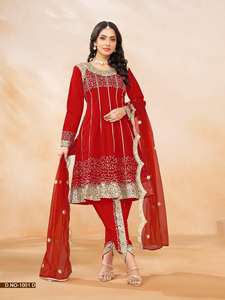 Dernière robe fantaisie tendance vente chaude meilleur costume Salwar en soie d'art lourd et Dupatta avec broderie de séquence exportateur indien - Product Image 5
