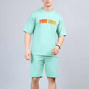 เสื้อยืด2ชิ้นผ้าฝ้าย100% 350GSM รุ่นออกใหม่ชุดวิ่งจ๊อกกิ้งสำหรับผู้ชายชุดวิ่งขนาดพิเศษทำจากผ้าฝ้ายขนาด - Product Image 4