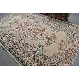 6x9.2 ft Turkish Rug, Vintage Large Rug, <b>Brown</b> Green Moroccan <b>Wool</b> Rug - Product Image 4
