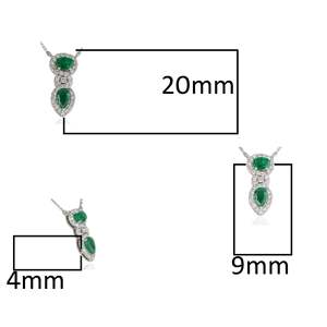 Collier pendentif en platine plaqué rhodium avec émeraude et diamant, accent perle, pour fiançailles - Product Image 5