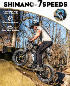 Bici elettrica da corsa con pneumatici grassi per adulti-28mph Mountain Ebike con motore Brushless di picco 1200W, batteria rimovibile 499Wh - Product Image 3