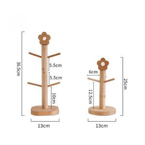 Wooden Mug Tree Holder Coffee Cup Rack <b>Stand</b> Kitchen Storage Organizer Countertop Flower Top Hanging <b>Display</b> Wood Cups Hook - Product Image 1