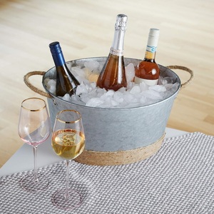 Oval Beverage Tub Galvanized Ice <b>Bucket</b> & <b>drink</b> Cooler for Parties Ice Tub with Handles Beer Sparkling Whisky Wine - Product Image 4