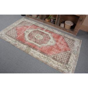 Tapis turc vintage, tapis de sol de 3,7 x 6,8 pieds, tapis patchwork rouge et blanc - Product Image 3