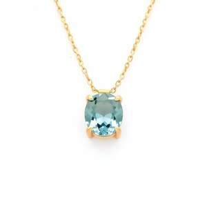 Colliers en pierre de topaze bleue naturelle en argent sterling plaqué or 18 carats pour femmes Collier simple de haute qualité pour filles - Product Image 3