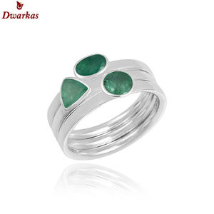 Top selling classic 925 sterling silver natural quartz green gemstone stackable birthstone rings - Product Image 1