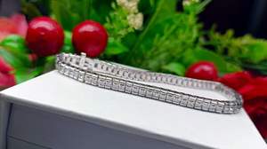 Bracelet en moissanite de 2mm, coupe princesse, bracelet de tennis en argent sterling 925 pour cadeau d'anniversaire - Product Image 5