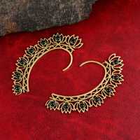 Anting-anting huggie berlapis emas kuningan dengan batu onyx hitam, anting-anting pernikahan klasik bentuk bunga, hadiah untuk wanita