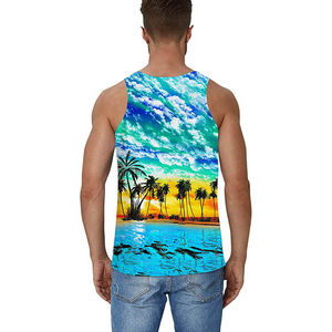 Verano sin mangas Muscle Shirts Sublimación Plain 100% Poliéster Gimnasio Running Singlets Hombres Muscle Tank Tops - Product Image 5