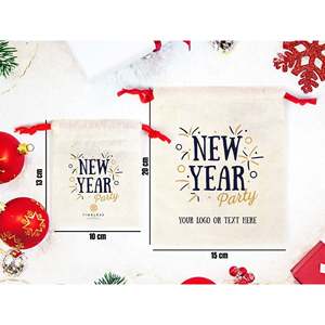 Sacs cadeaux personnalisés en coton pour le Nouvel An 2023, en mousseline avec logo et texte, pour la famille ou l'entreprise, pour vêtements - Product Image 3