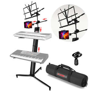 5 Core Keyboard Stand 2 Tier Column for 61/76/88 Key board Heavy Duty Aluminum Build Stands - Product Image 1