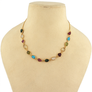 Collar de múltiples piedras preciosas crudas sin cortar al por mayor, collar de cadena de piedra de nacimiento ajustable con bisel hecho a mano - Product Image 3