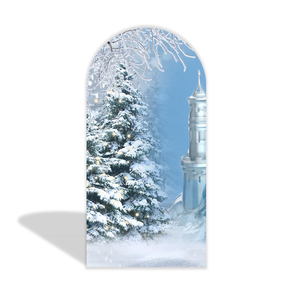 Traumhaftes Schloss-Hintergrundbild Blaue Märchenwelt Eis- und Schneewelt Fotohintergrund für Geburtstag Stoffbezug Dekoration für Party-Events - Product Image 3