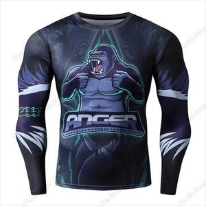 T-shirt de course à pied de compression pour hommes T-shirt serré à manches longues pour le sport T-shirt d'entraînement Jogging Mma Shirts Gym Sportswear - Product Image 4