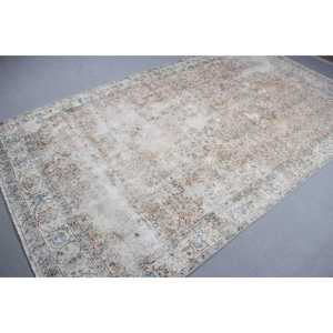 Alfombra Turca Vintage Grande de 5.7x9.9 pies, Alfombra con Borde Azul de Lana - Product Image 4